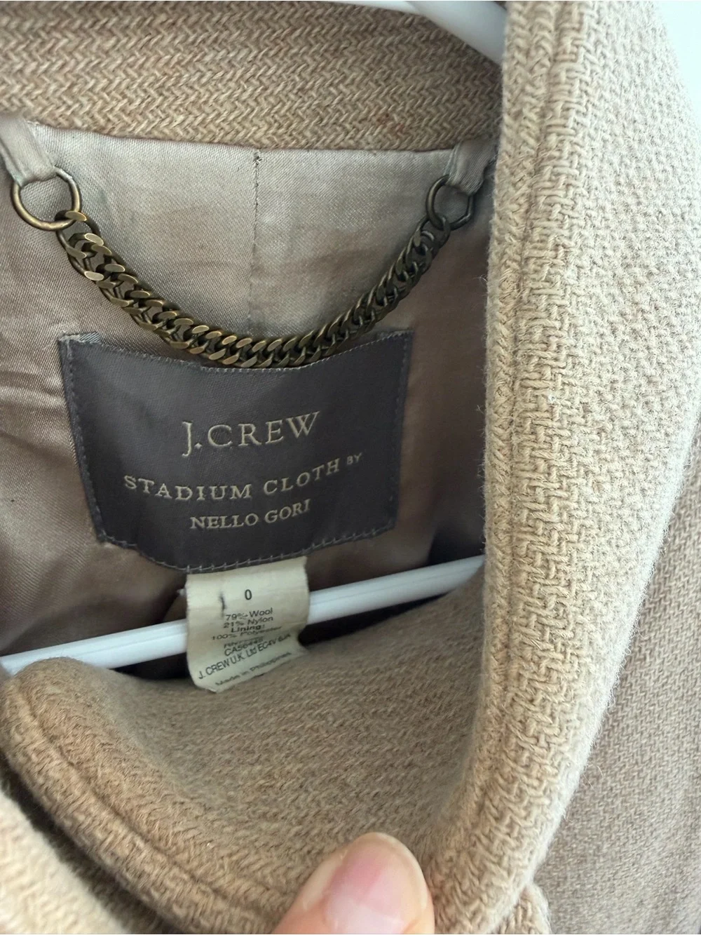 J. Crew Women's Camel/Tan Stand Collar Wool-Blend Coat Size 0 Good Condition - Picture 6 of 9